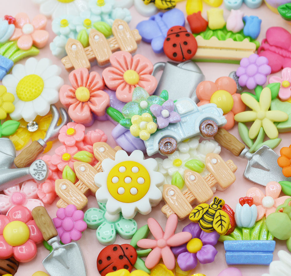 12 Pack Flower Garden Themed Embellishment Bundle 50 Pieces
