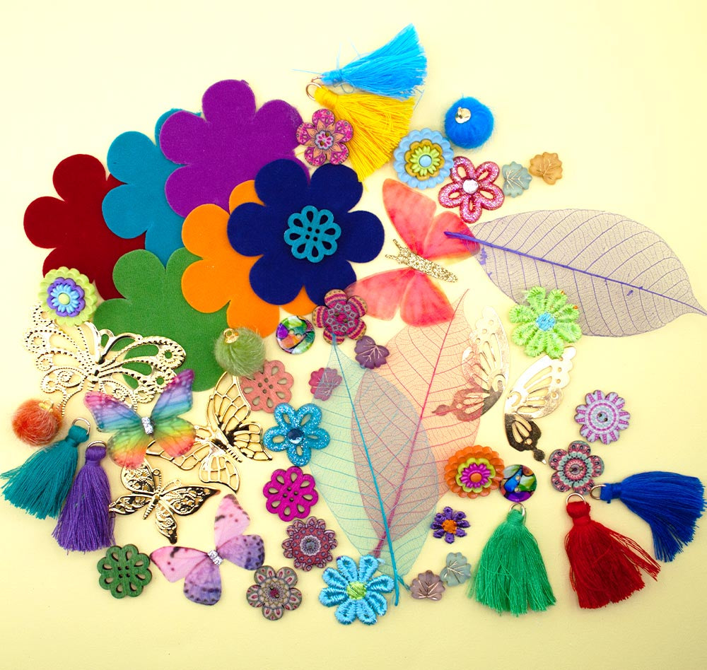 12 Pack Eclectic Boho Embellishment Bundle – 50 Pieces
