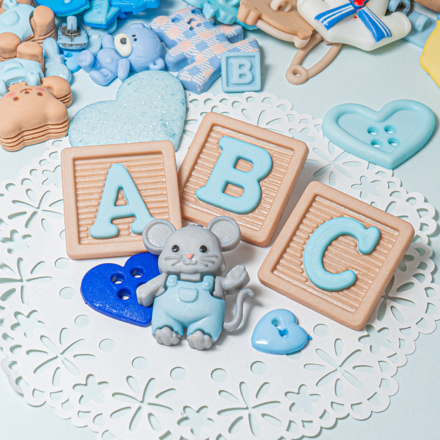 12 Pack Baby Boy Embellishment Bundle, 100 pieces