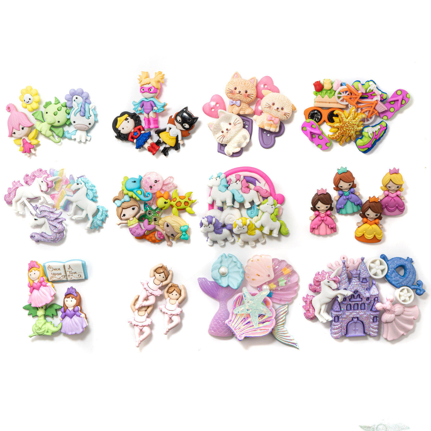 12 Pack Princess Girly Themed Embellishment Bundle 50 Pieces