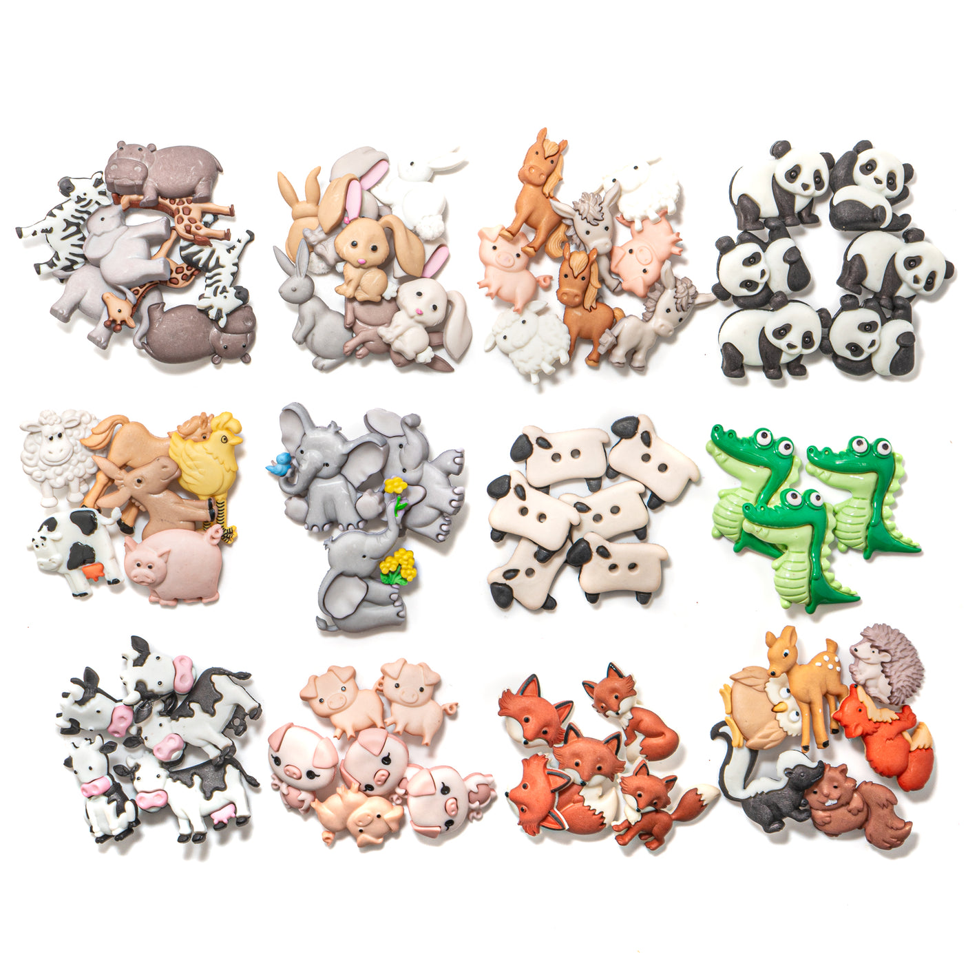 Zoo & Farm Animal Themed Button 12 Pack 50+ Pieces