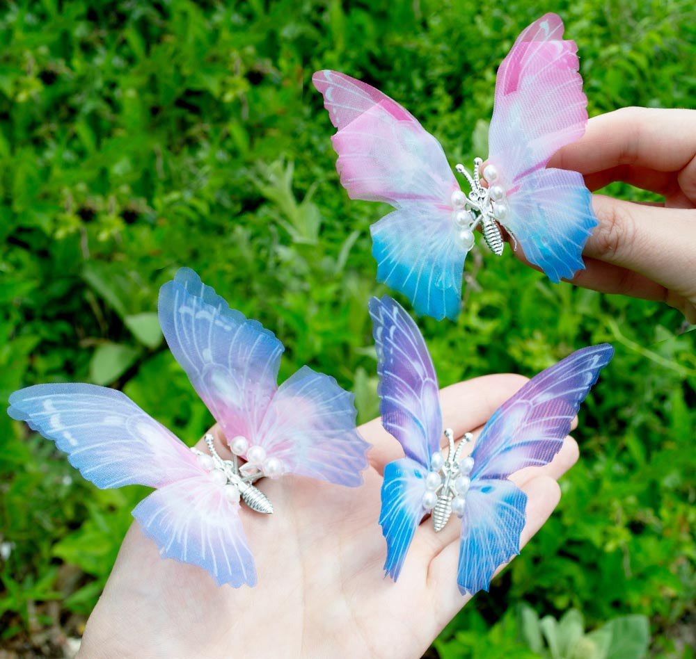 Chiffon Pearl Butterfly Hair Clip
