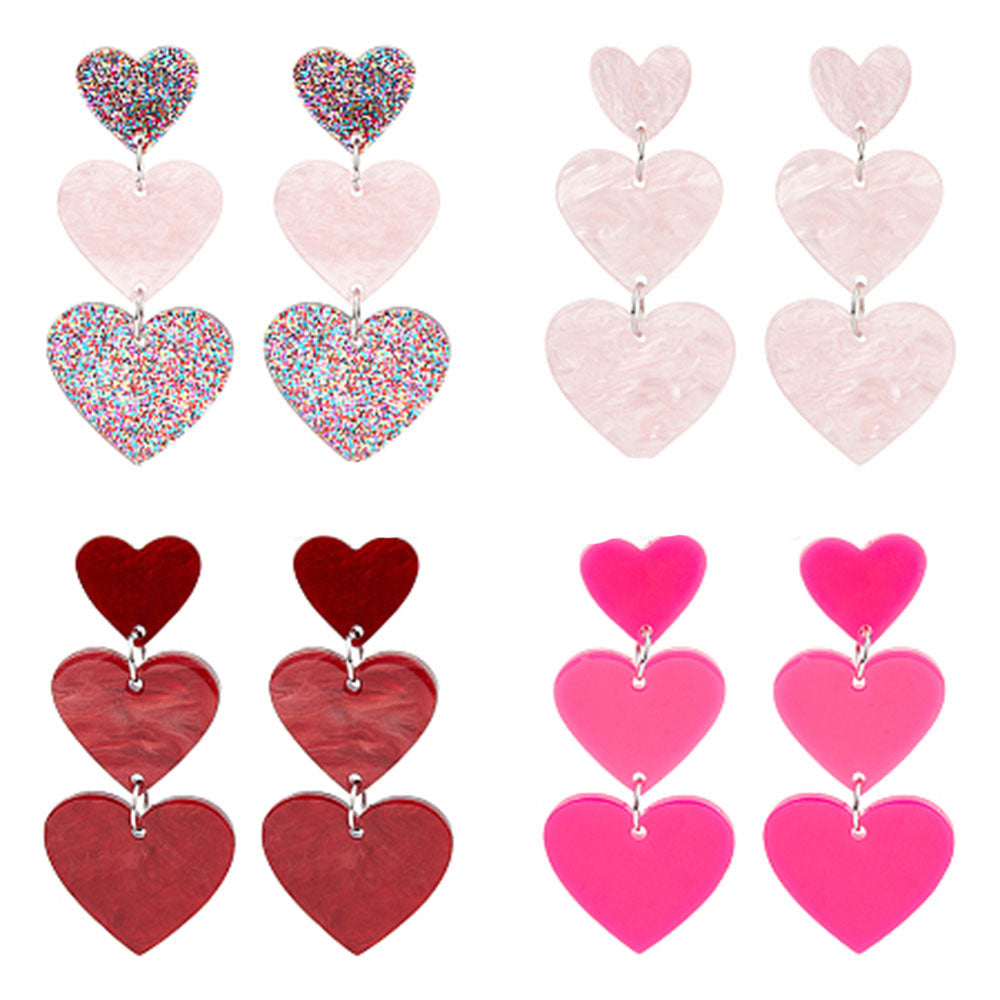 Heart Dangle Acrylic Earrings – Choose Your Style