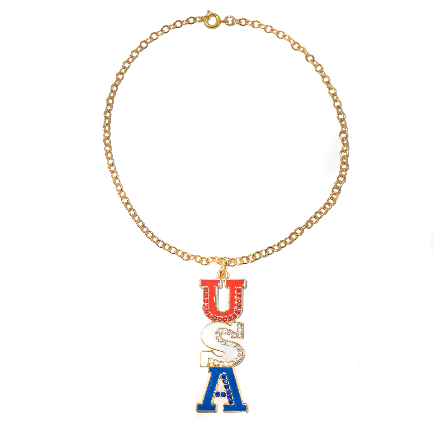 Independence Day Crystal Pendant Necklace