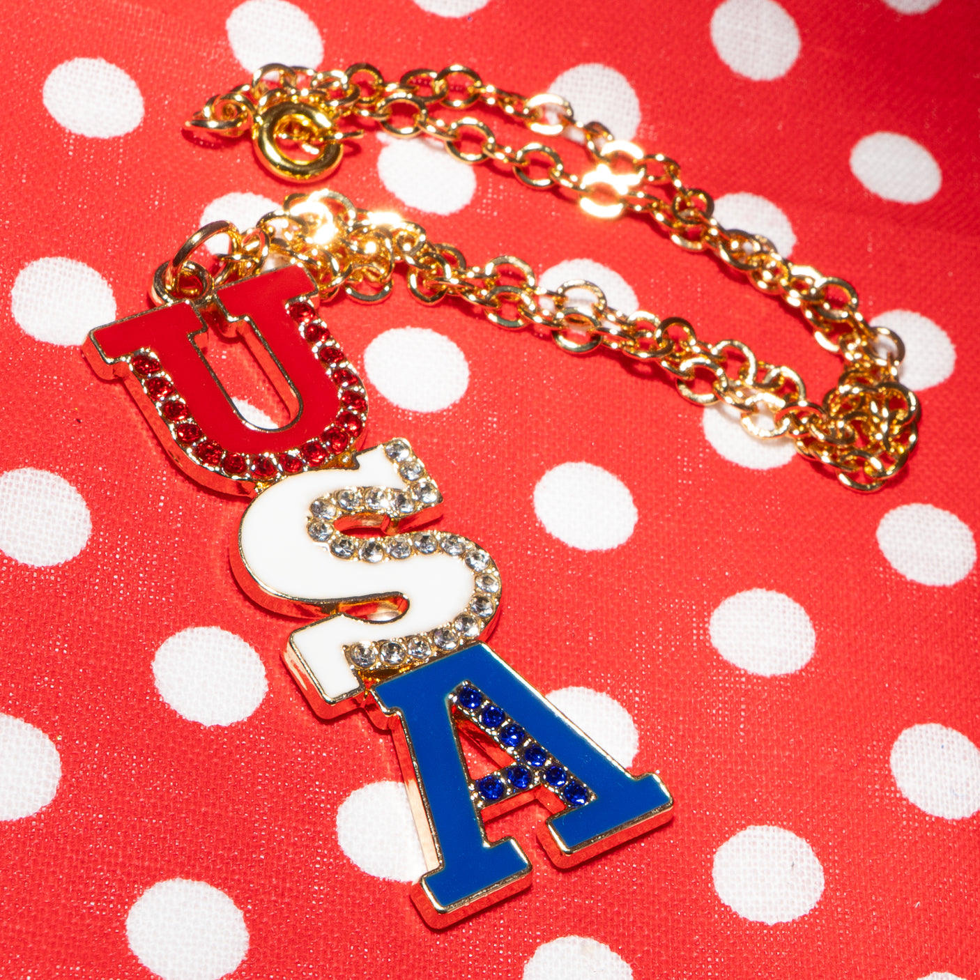 Independence Day Crystal Pendant Necklace