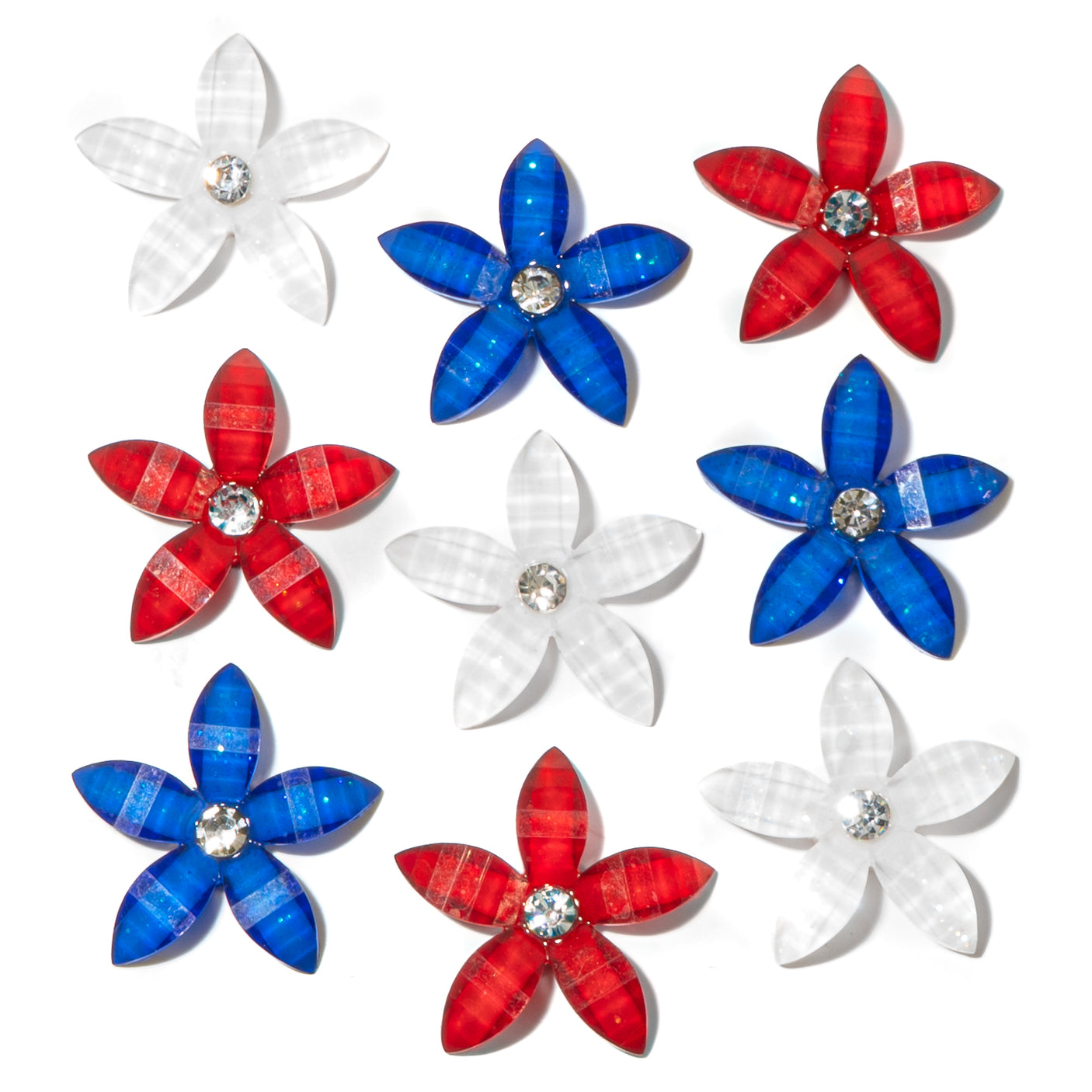 Patriotic Rhinestone Flower Embellishments