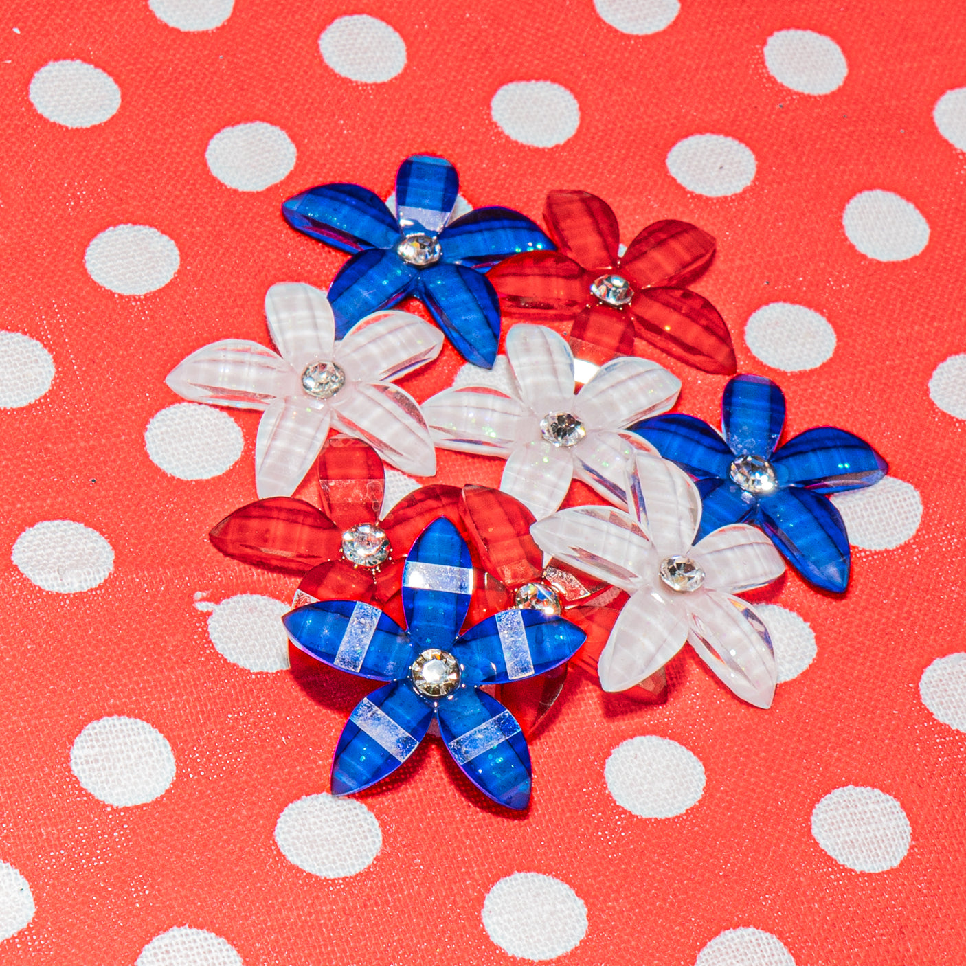 Patriotic Rhinestone Flower Embellishments