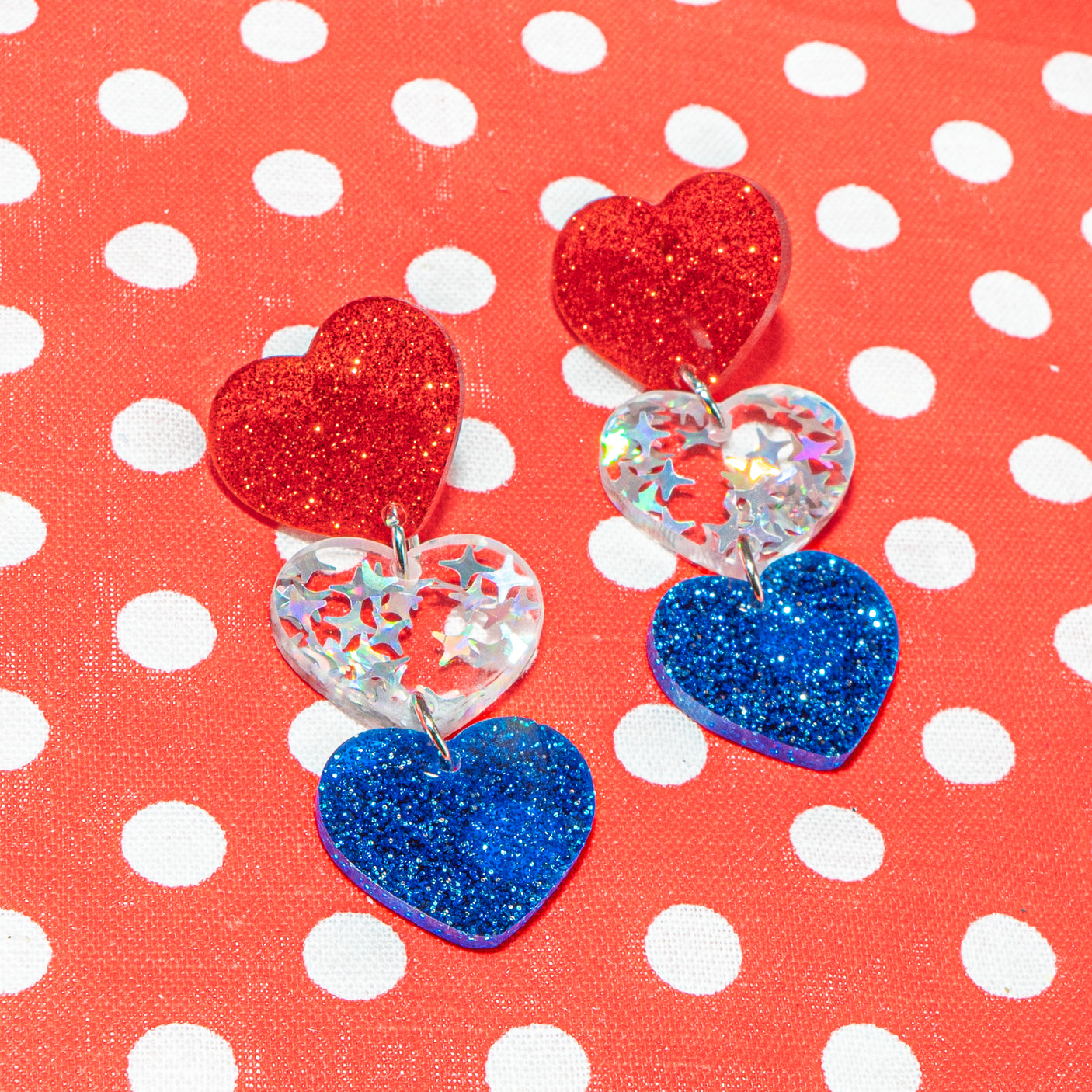 Heart Patriotic Earrings