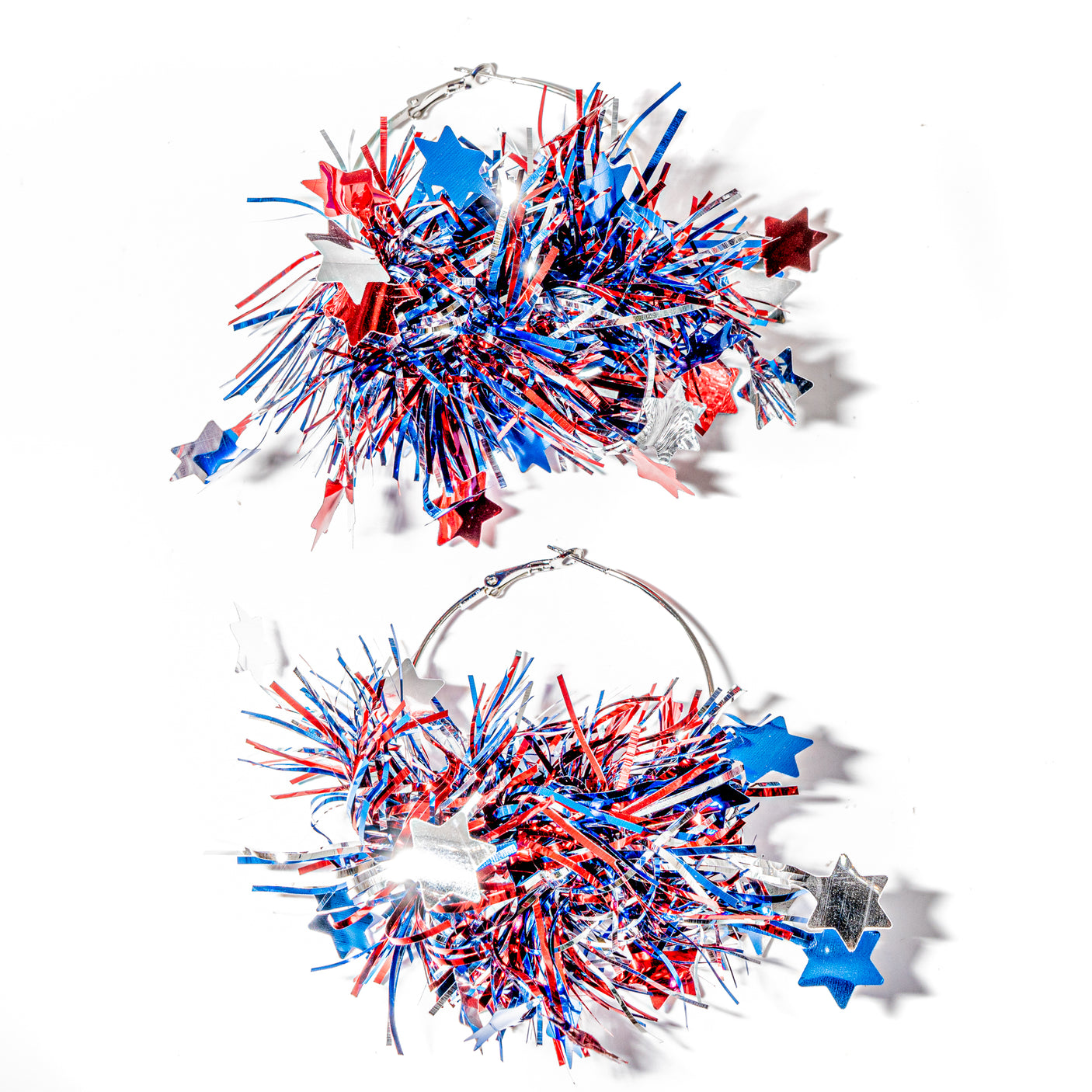 Blue Star Sparkle Hoop Earrings