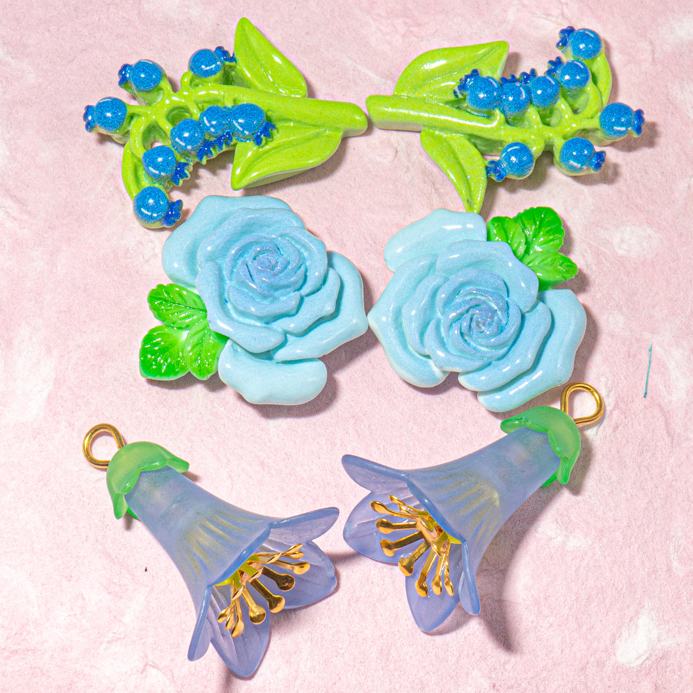 Big Buds Blue Floral Craft Embellishments