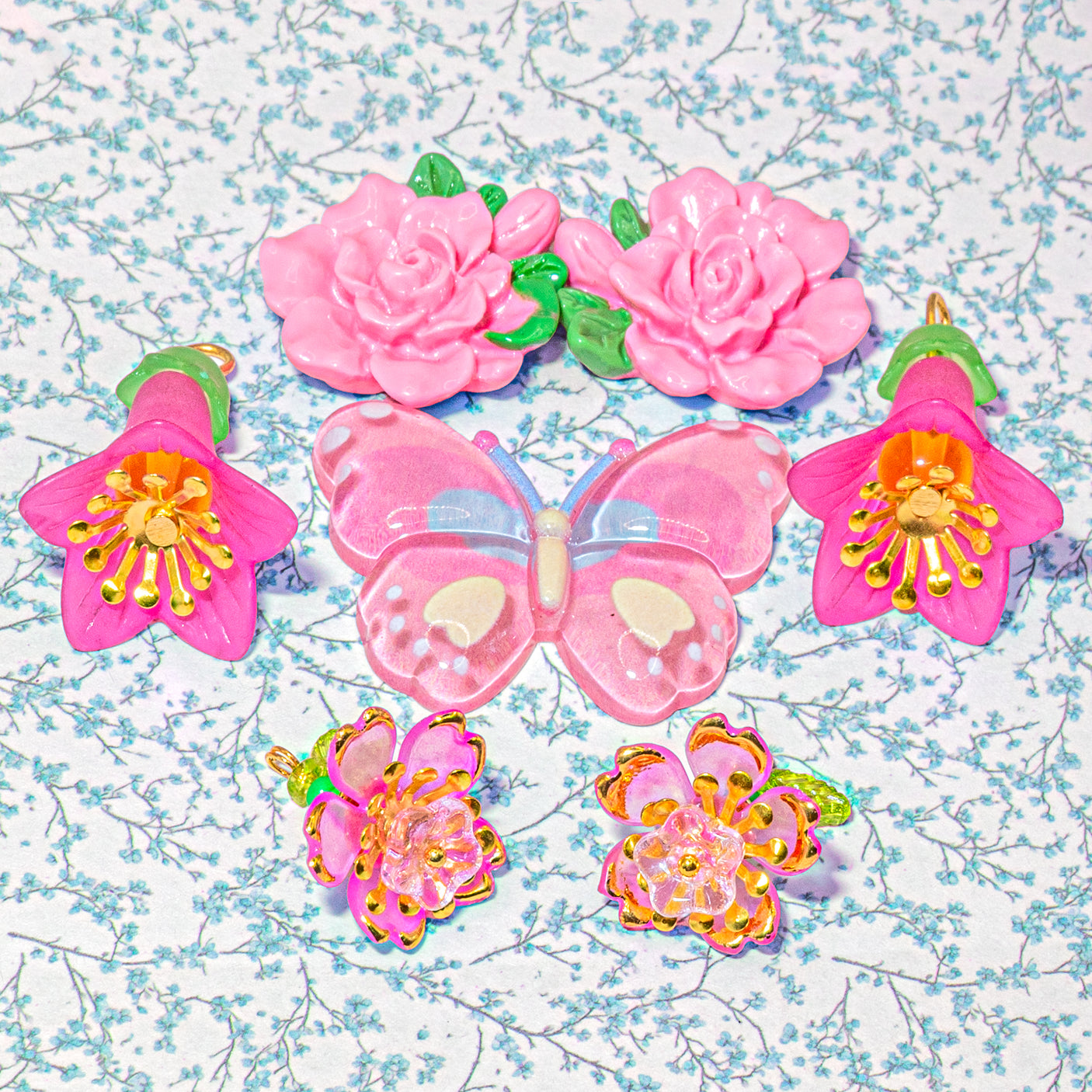 Big Buds Pink Floral Craft Embellishments