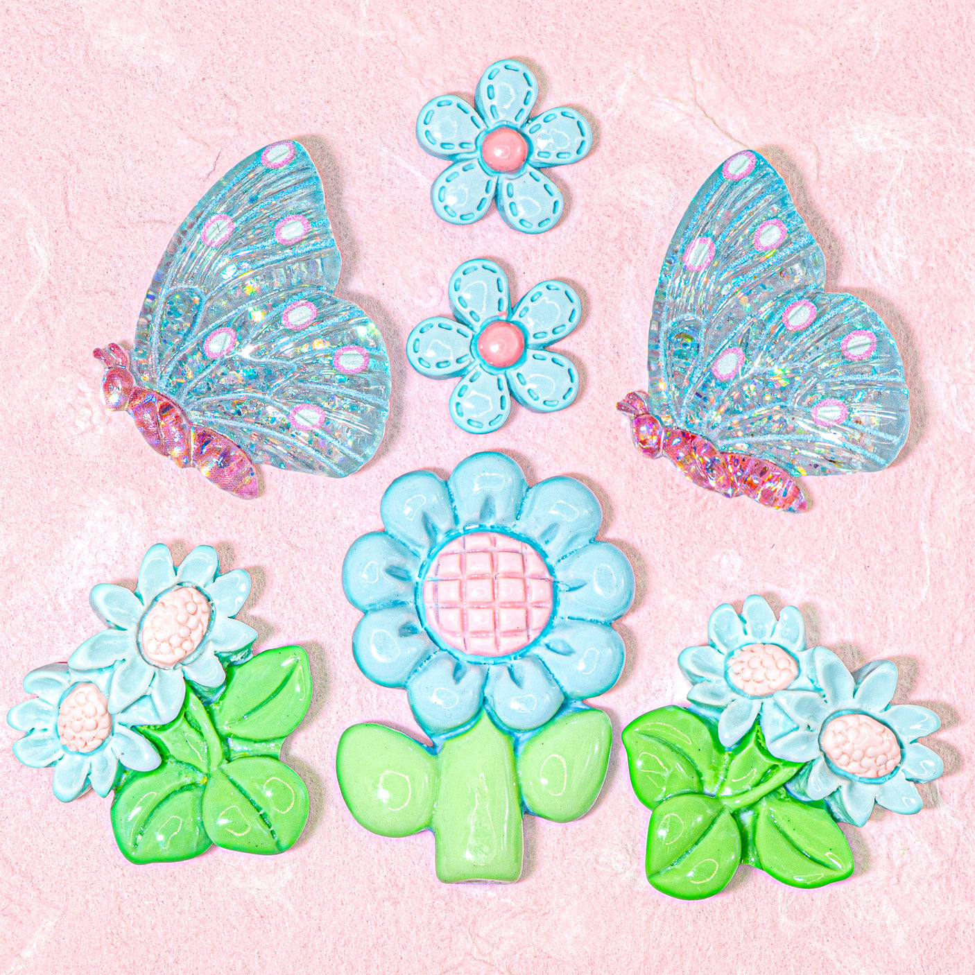 Blue Butterfly Floral Embellishments