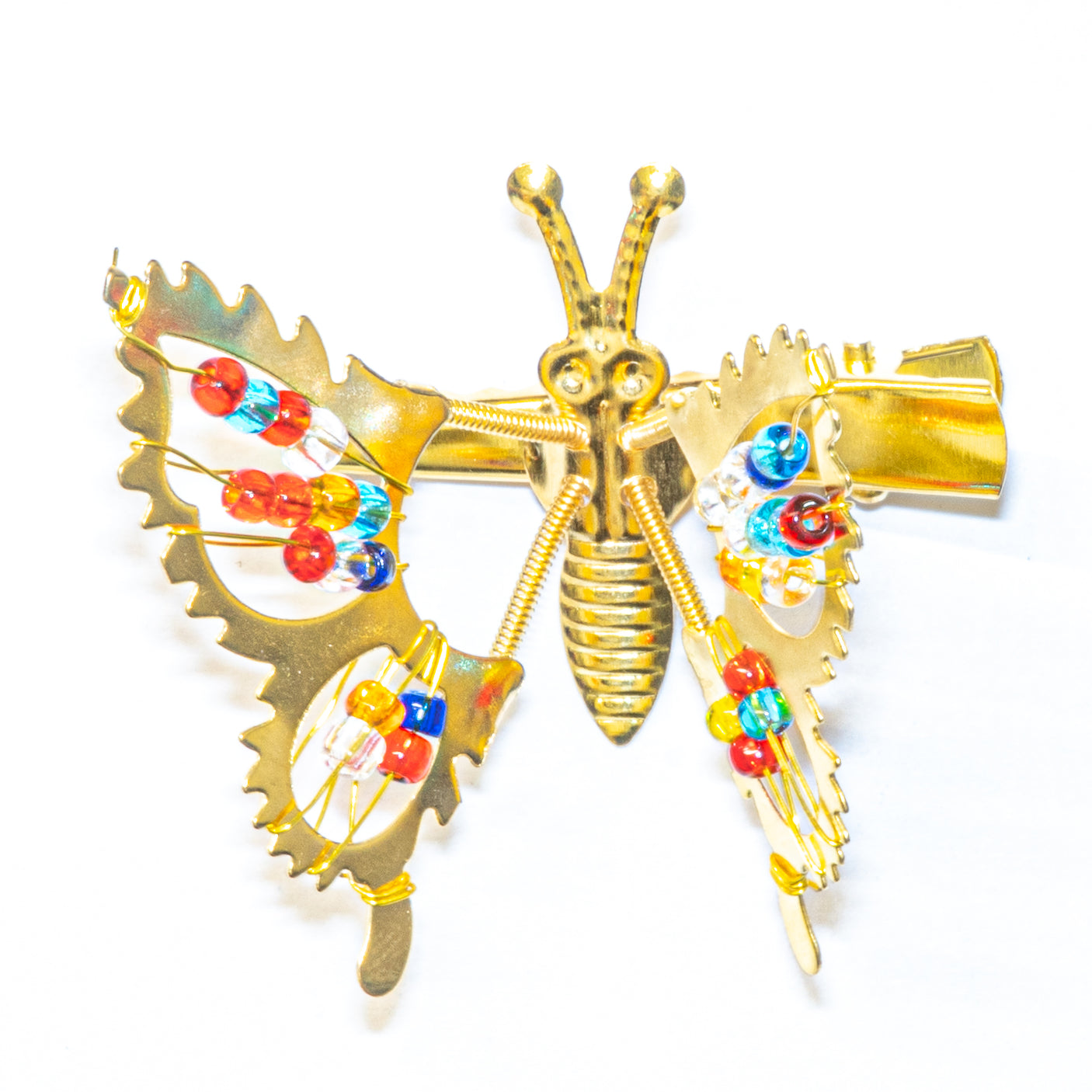 Rainbow Beaded Butterfly Clips