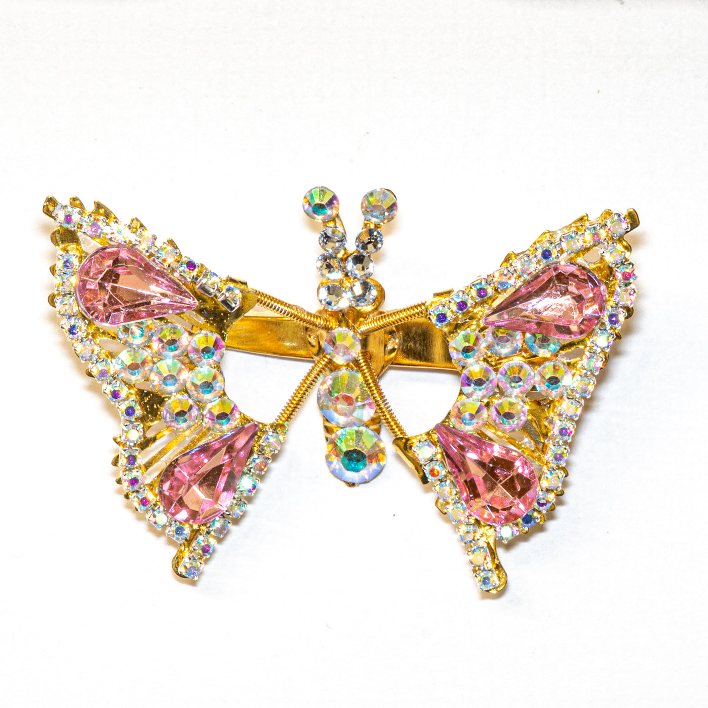 Rhinestone Sparkle Gold Butterfly Hair Clips