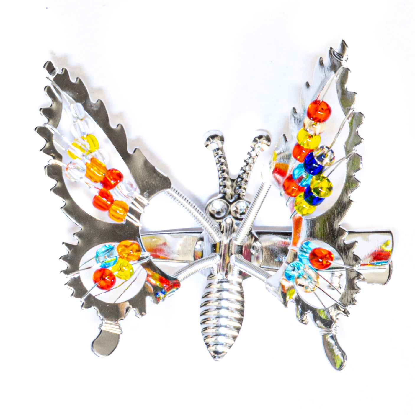 Rainbow Beaded Butterfly Clips