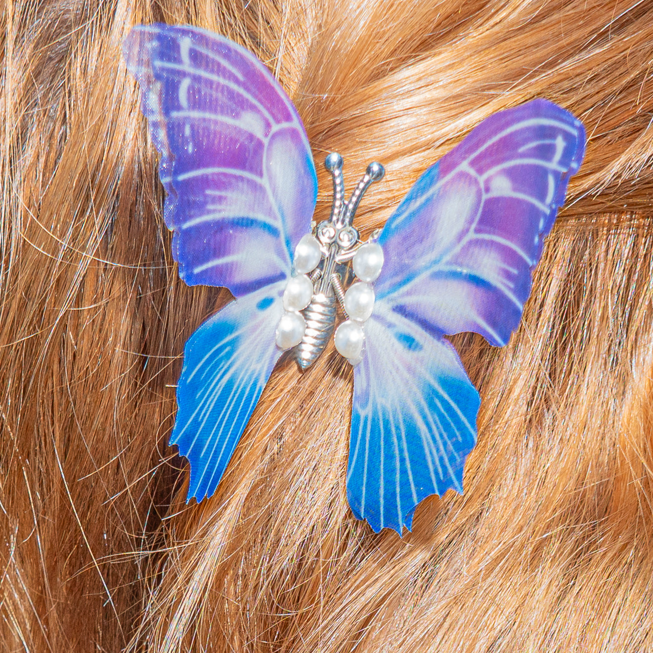 Chiffon Pearl Butterfly Hair Clip