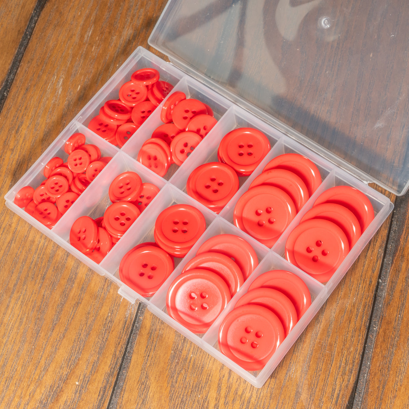 100-Piece Fire Truck Red 4-Hole Resin Button Mix
