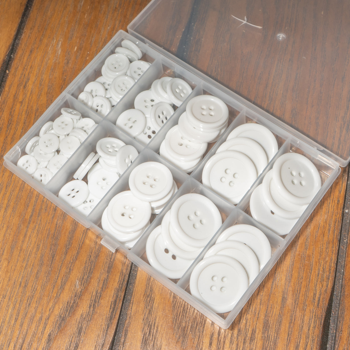 100-Piece Classic White 4-Hole Resin Button Mix
