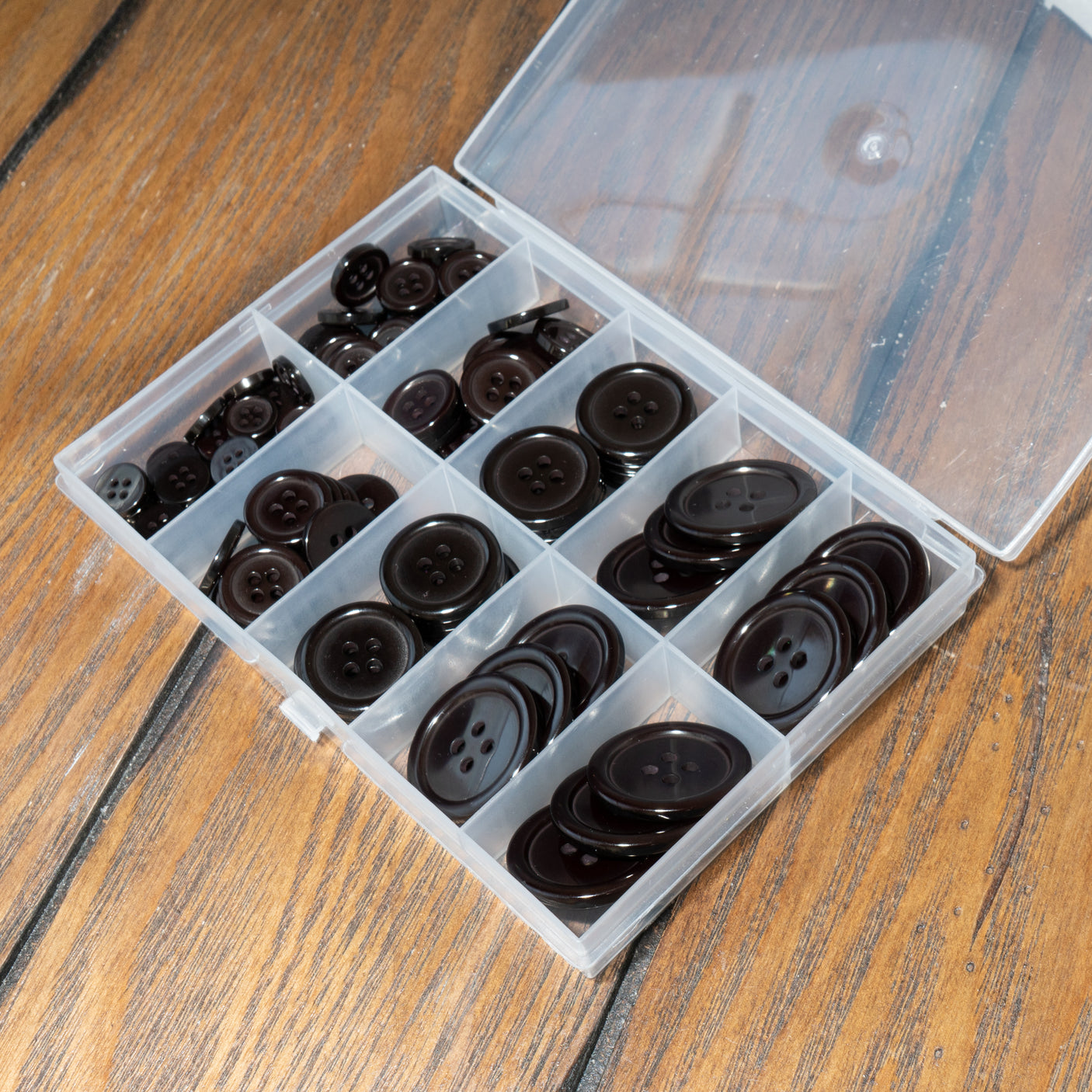 100-Piece Classic Black 4-Hole Resin Button Mix
