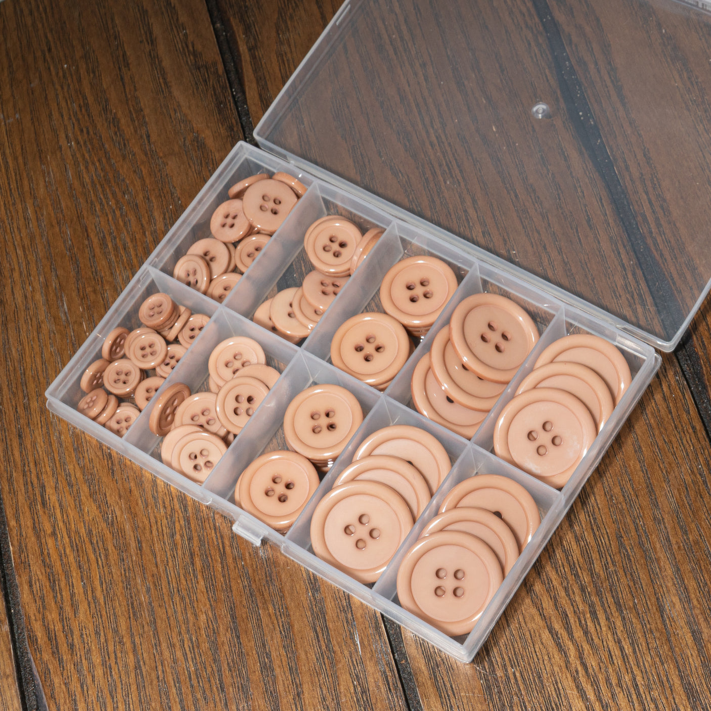 100-Piece Light Brown 4-Hole Resin Button Mix