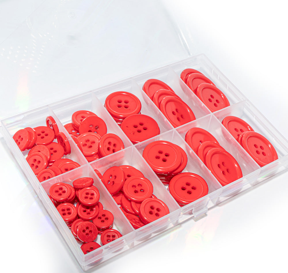 100-Piece Fire Truck Red 4-Hole Resin Button Mix