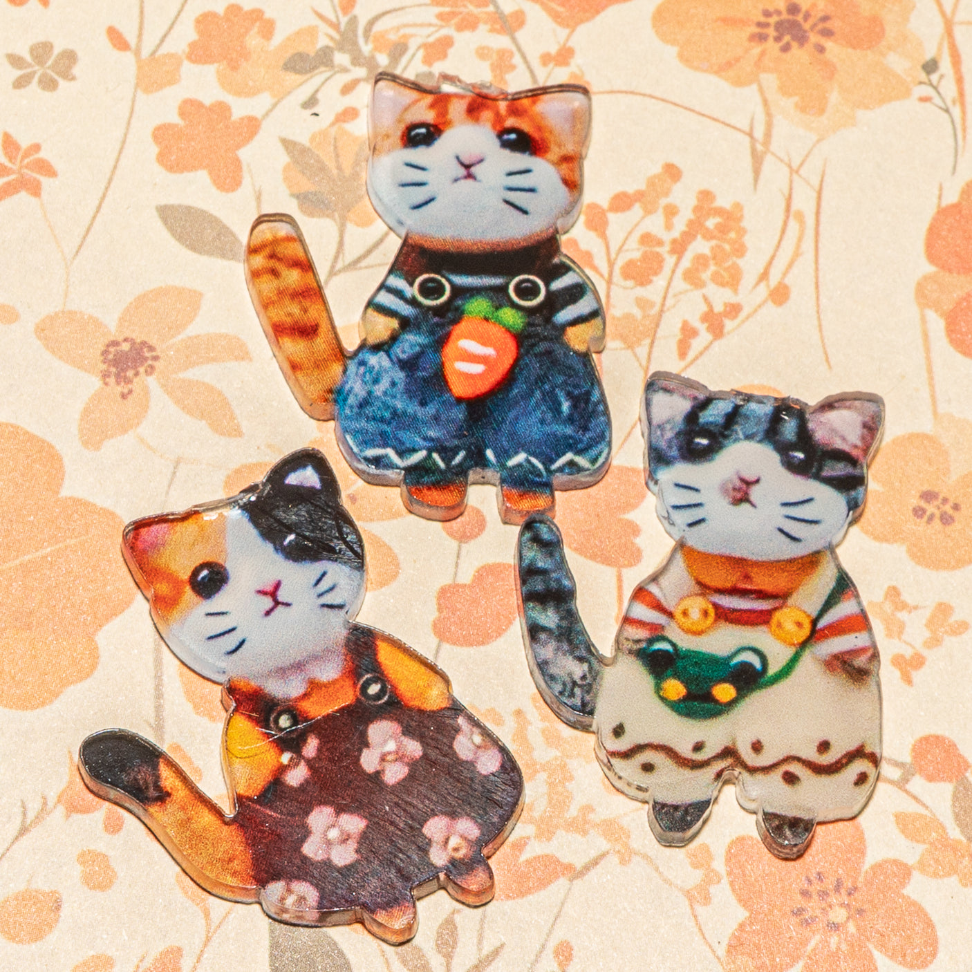 Dressed Up Pretty Kitties Flat Acrylic Embellishments