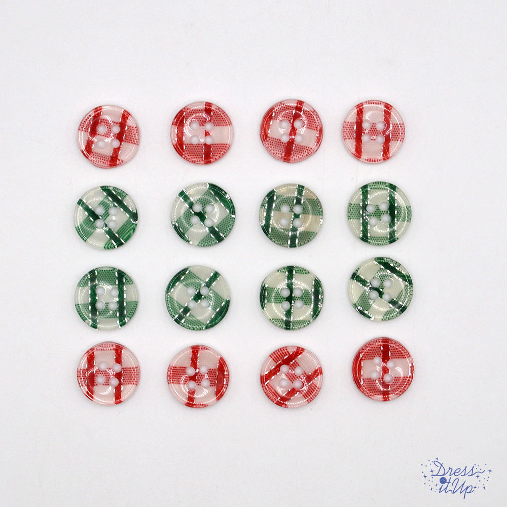 Christmas Plaid 15mm 4-Hole Buttons