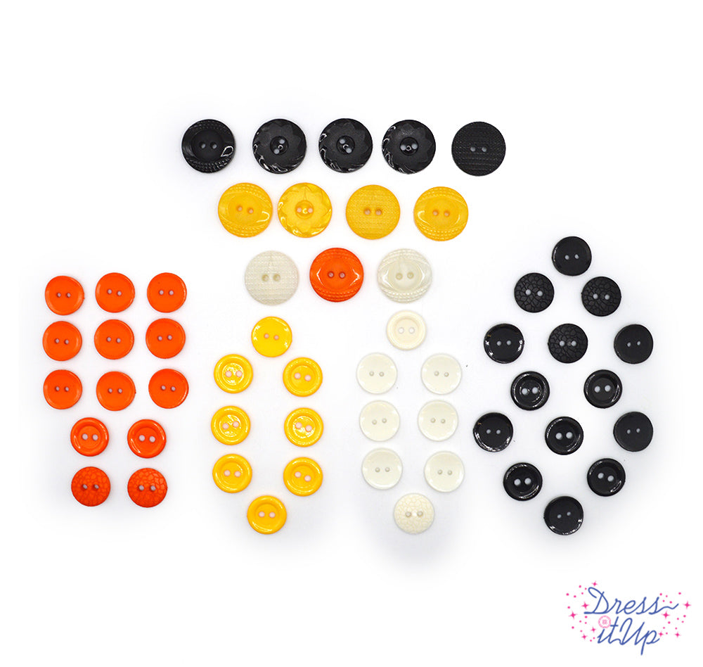 Colors Of Halloween Orange Yellow Black White 2-Hole Holiday Themed Buttons