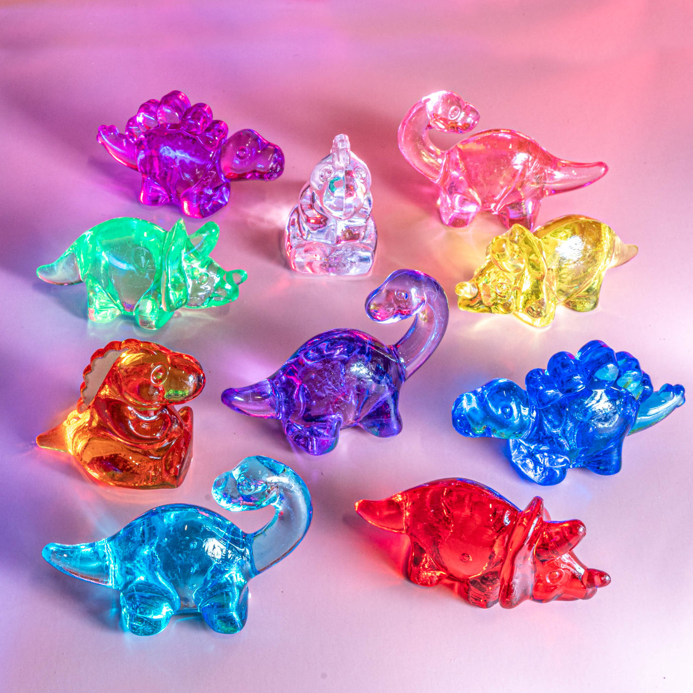 Transparent Plastic Dino Trio Sets