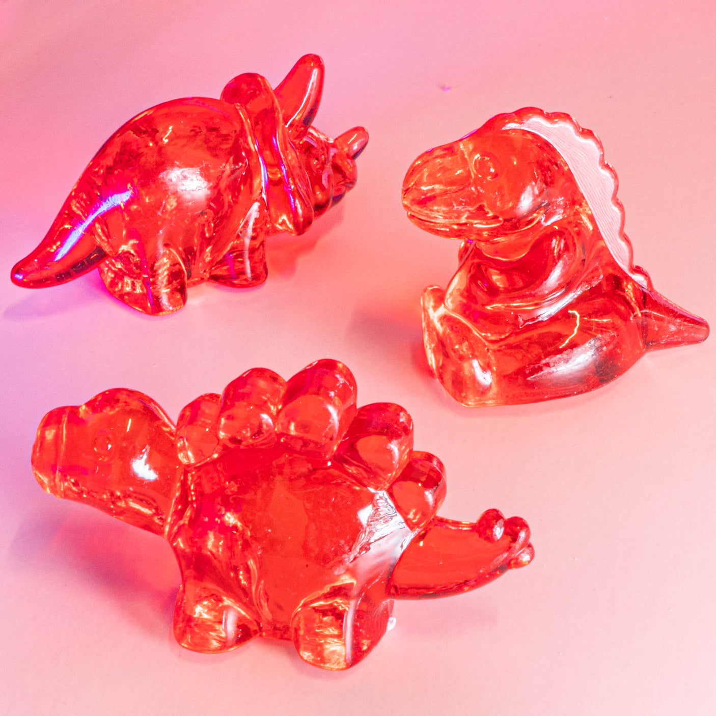 Transparent Plastic Dino Trio Sets