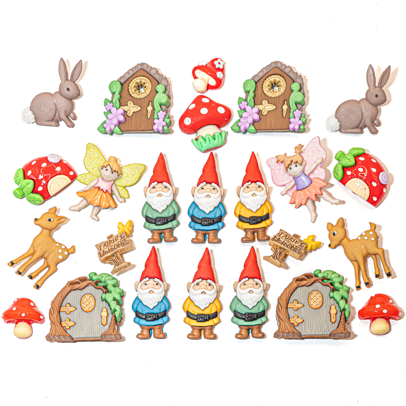 Enchanted Garden Craft Embellishments Fairy & Gnome Buttons 24pcs