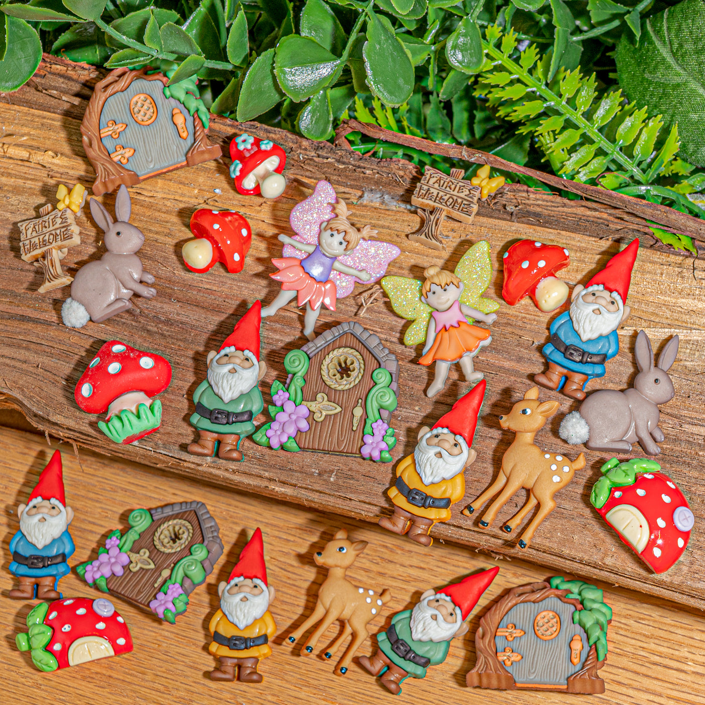 Enchanted Garden Craft Embellishments Fairy & Gnome Buttons 24pcs