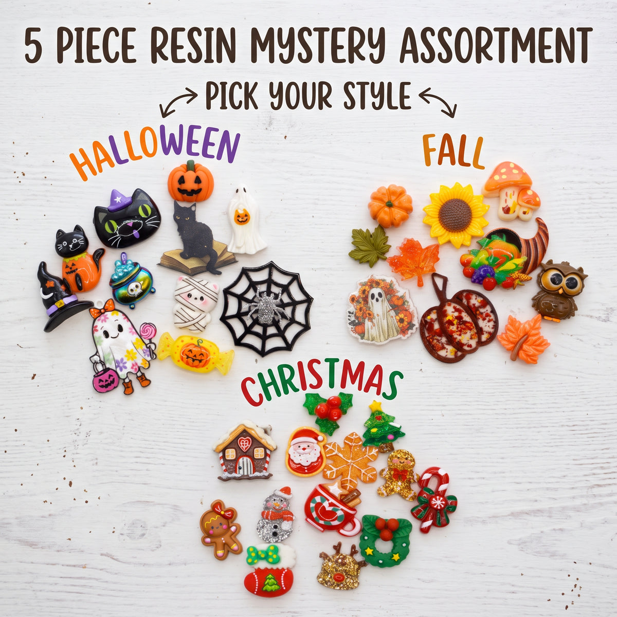 5 Piece Mystery Resin Assortment- Pick your Favorite Theme
