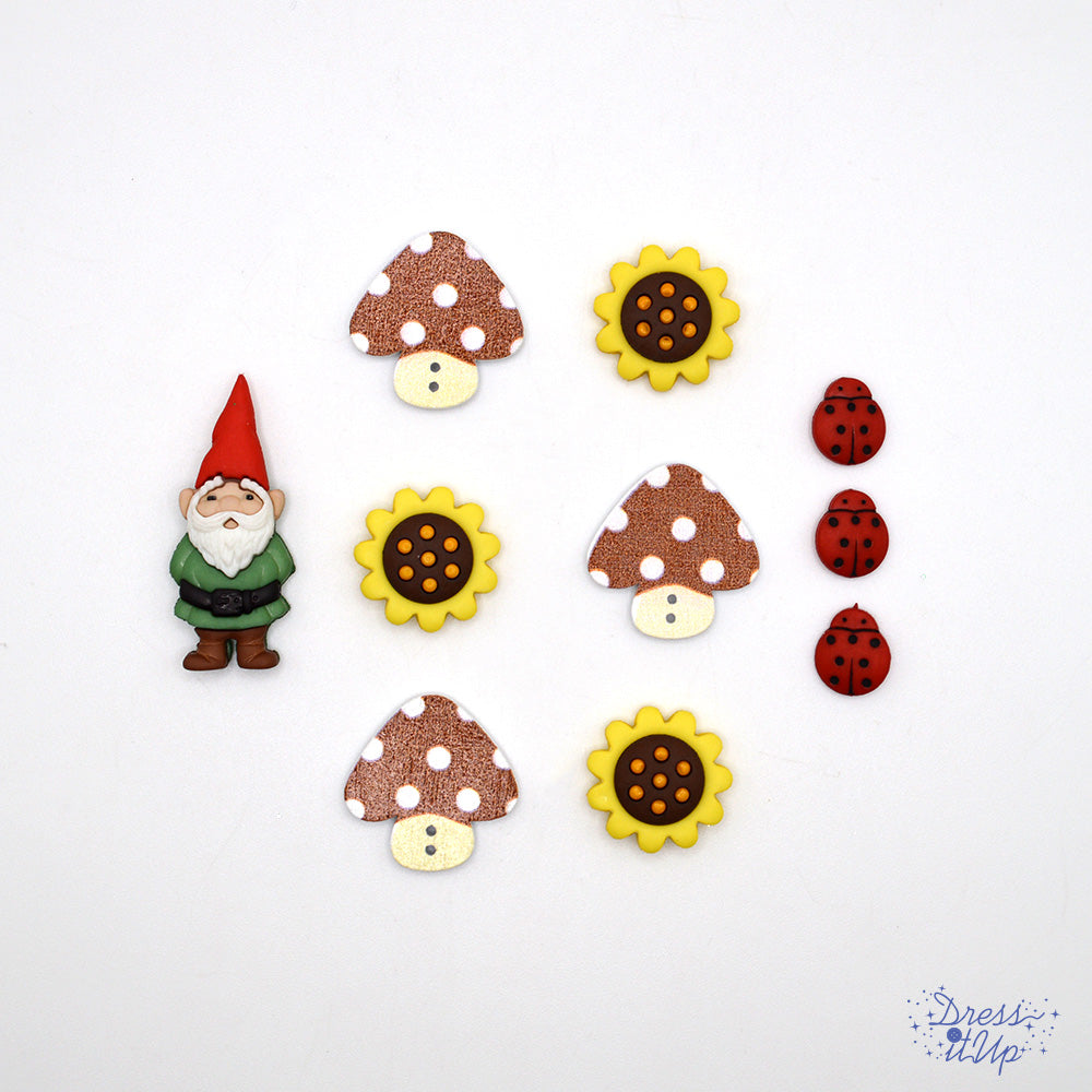 Gnome Garden Outdoor Nature Themed Buttons