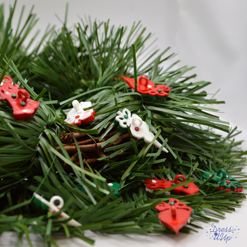 Holiday Ornaments 10pcs Sewing Shank Embellishments Red White Green Christmas Themed