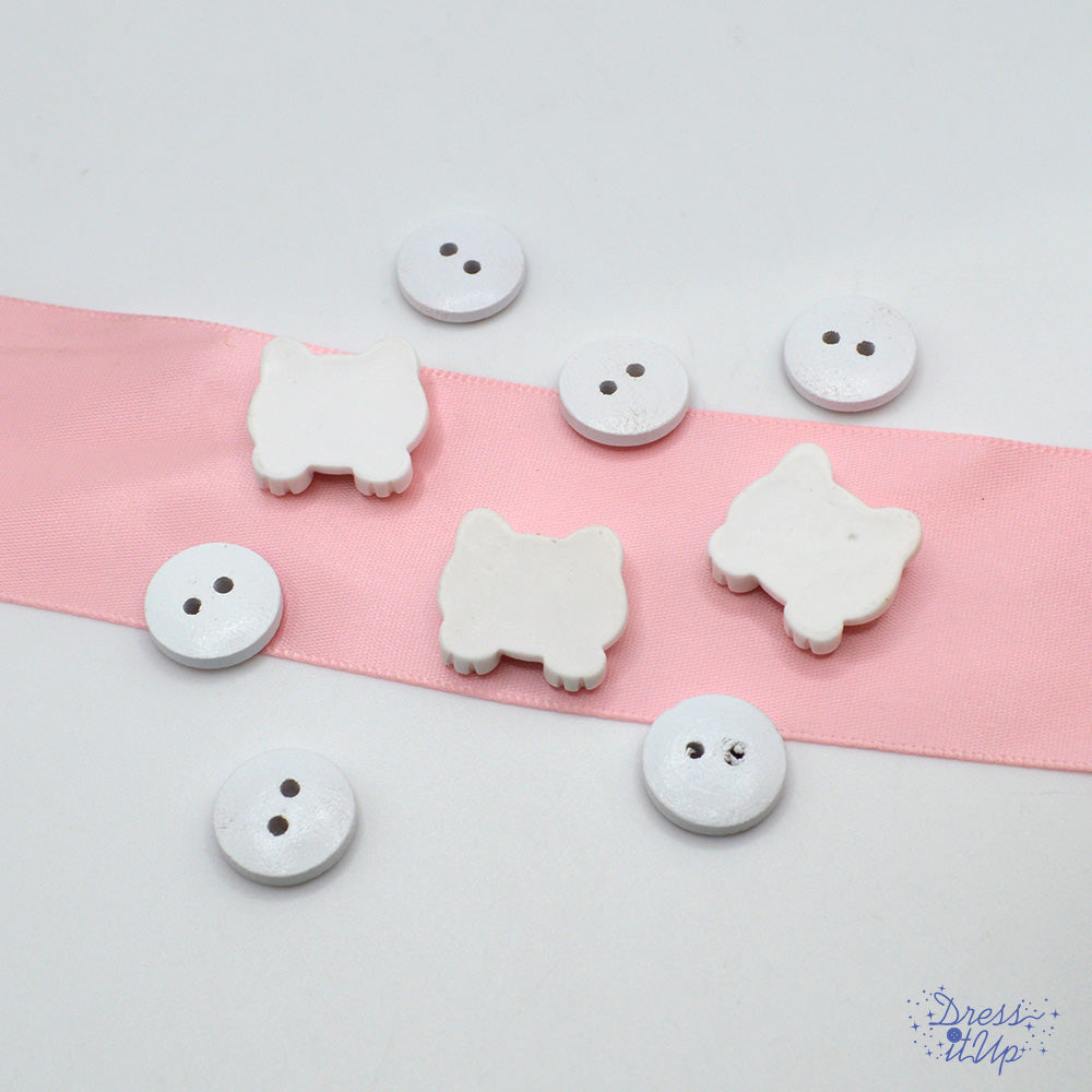How Do You Like Meow Pink White Cat Themed Flat Back and Sew Thru Buttons
