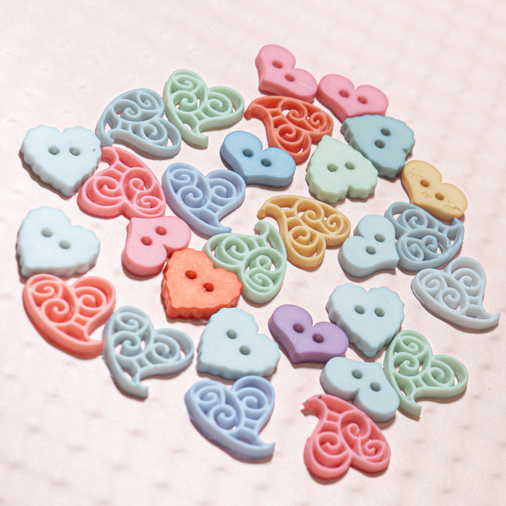 Hearts Ice Cream Soda Multi Color 2-Hole Valentine's Day Themed Buttons