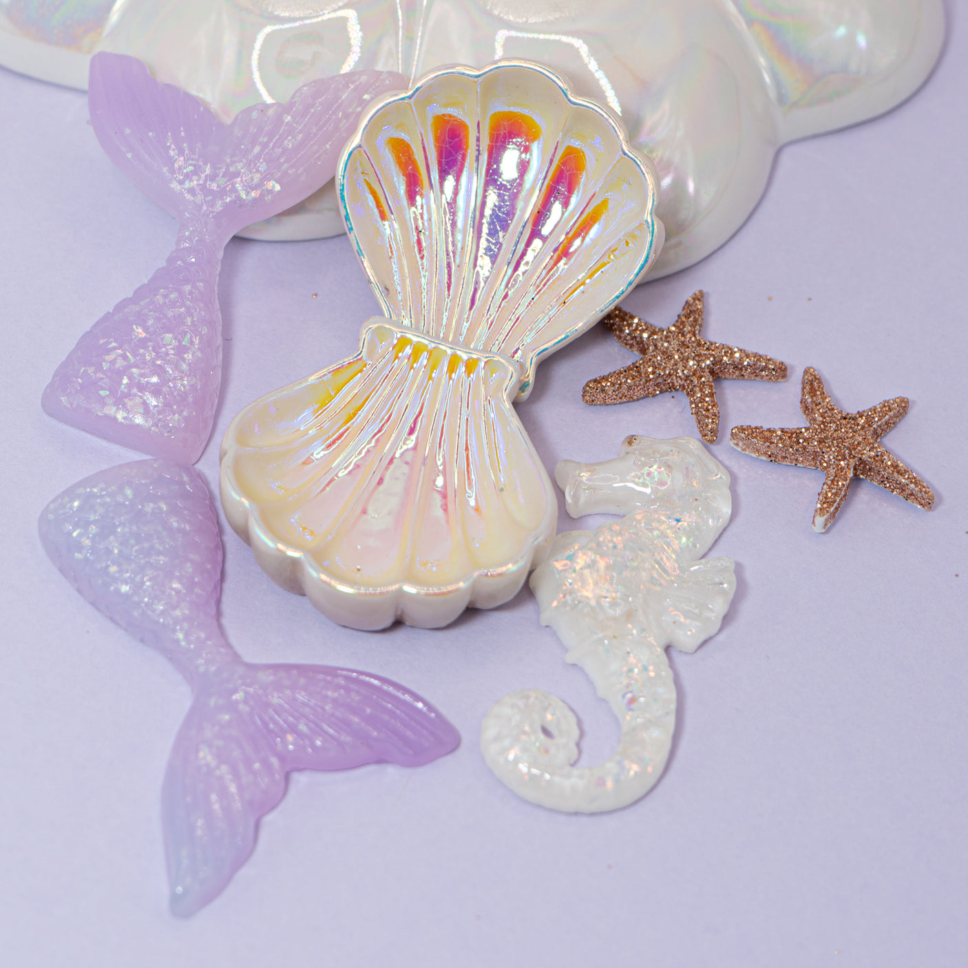 Ivory Mermaid and Shells Themed Embellishments