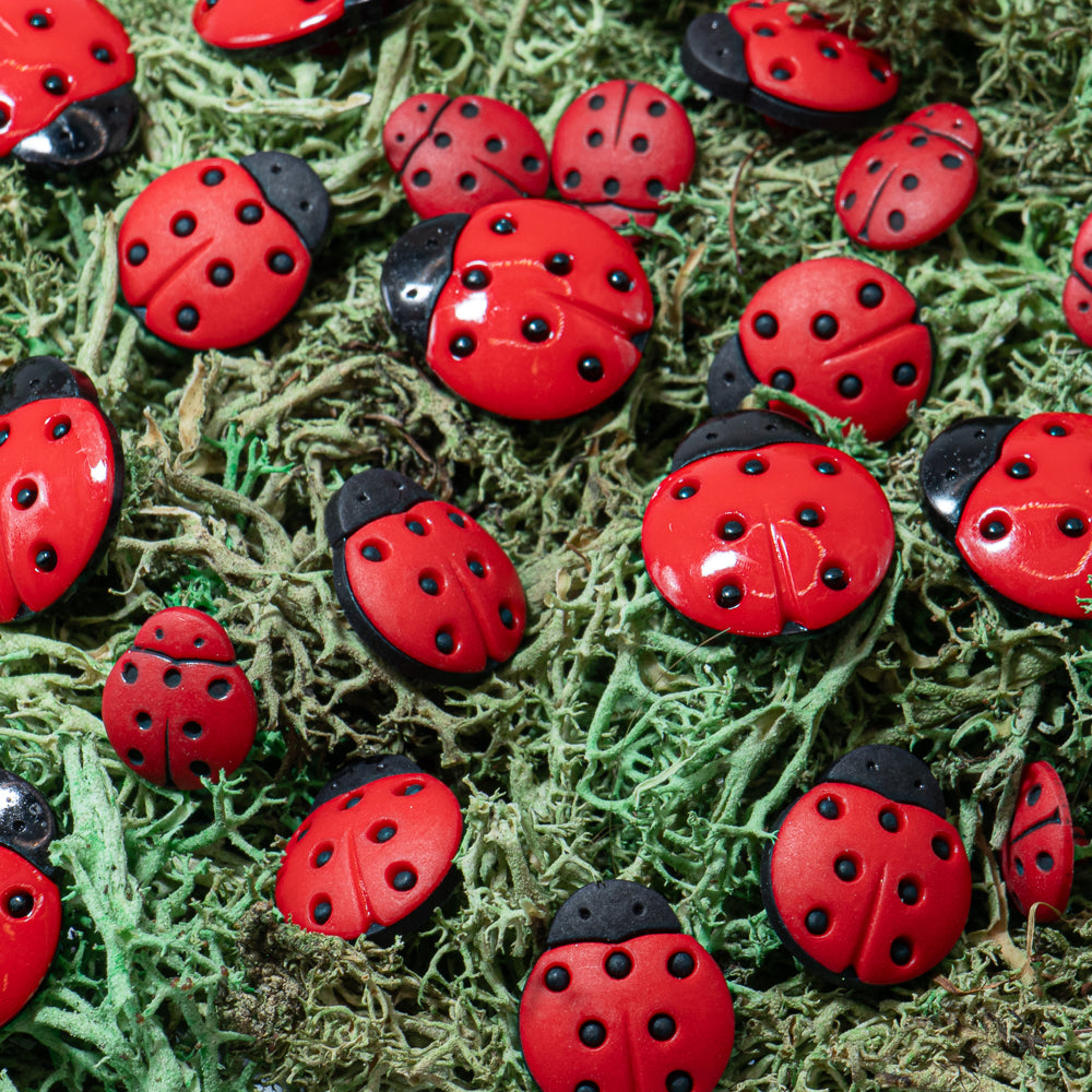 Lucky Ladybug Craft Embellishments Charming Shank-Back Buttons 24 pcs