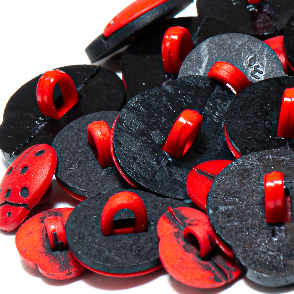 Lucky Ladybug Craft Embellishments Charming Shank-Back Buttons 24 pcs