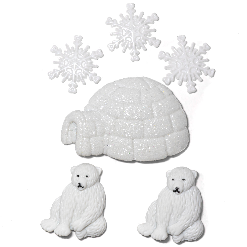 North Pole Fun Bear Igloo Snow Winter Themed Embellishments
