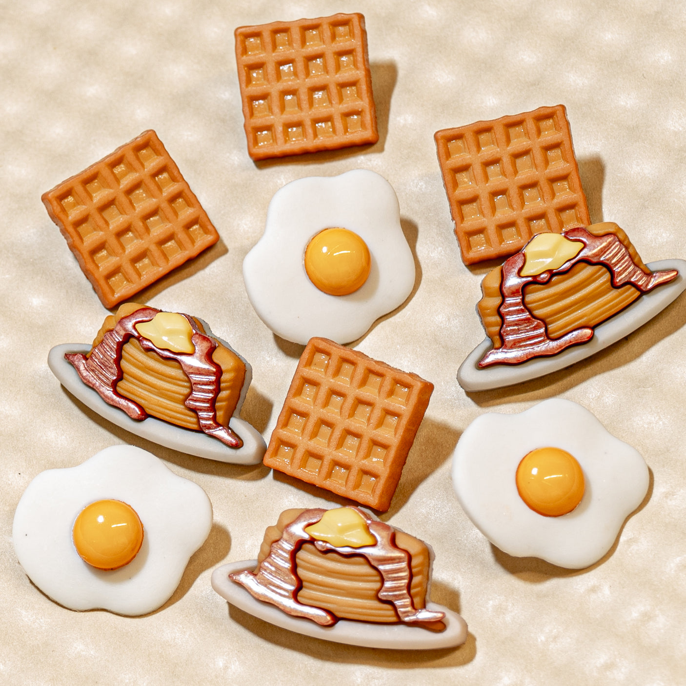 Over Easy Breakfast Food Themed Buttons