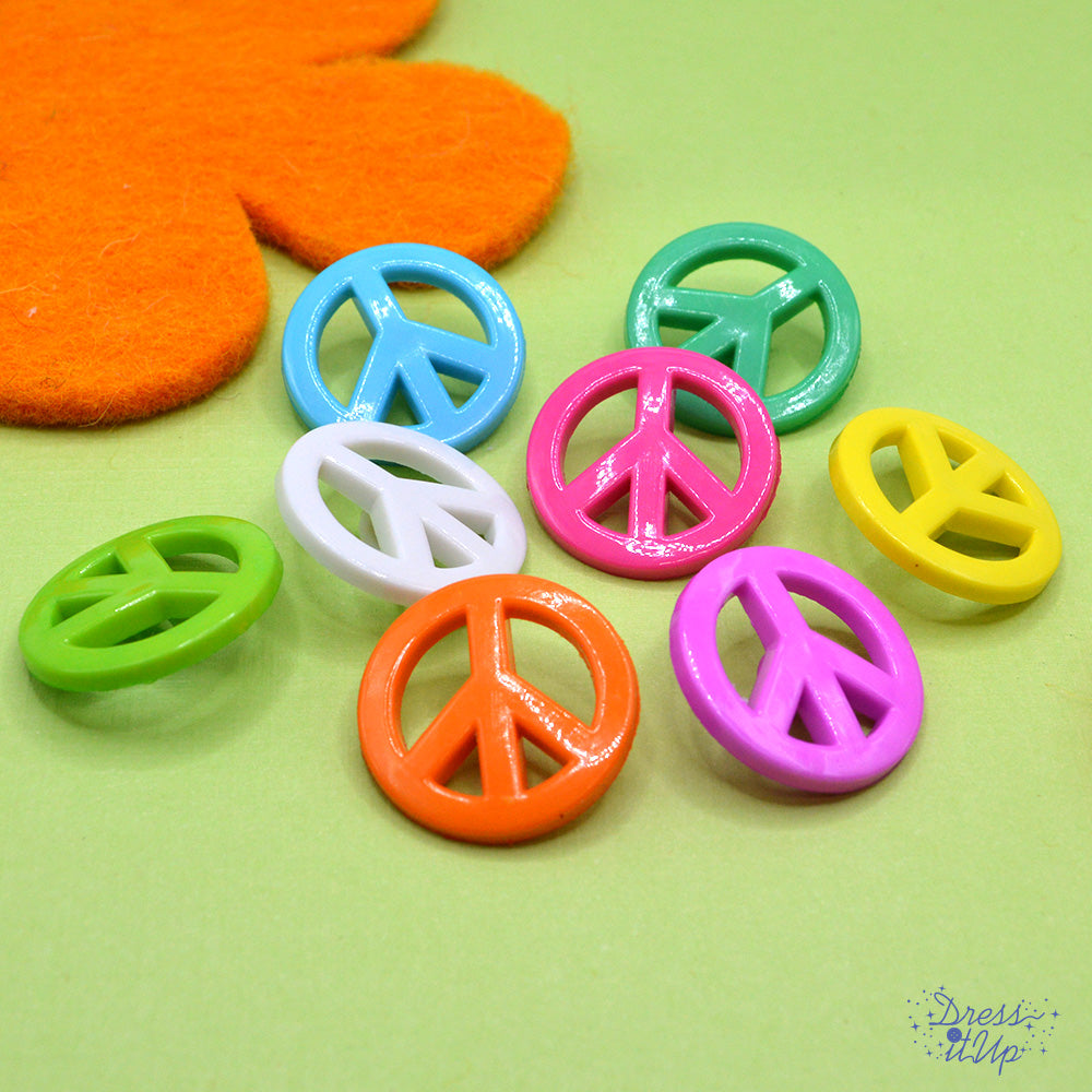 Peace Multi Color Groovy Sign Buttons