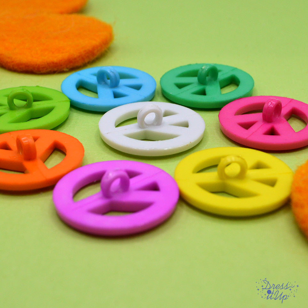 Peace Multi Color Groovy Sign Buttons