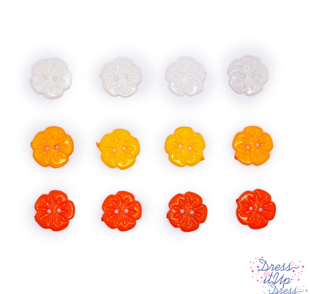 Faboolous Florals Yellow Orange White Flowers 2-Hole Halloween Themed Buttons