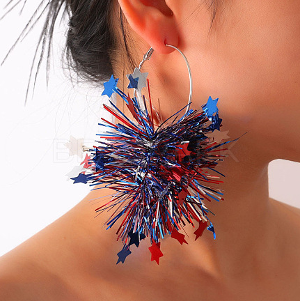 Blue Star Sparkle Hoop Earrings