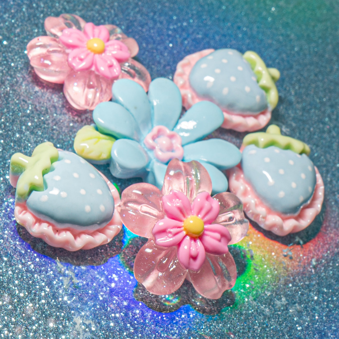 Strawberry Blooms in Blue Embellishment Mix