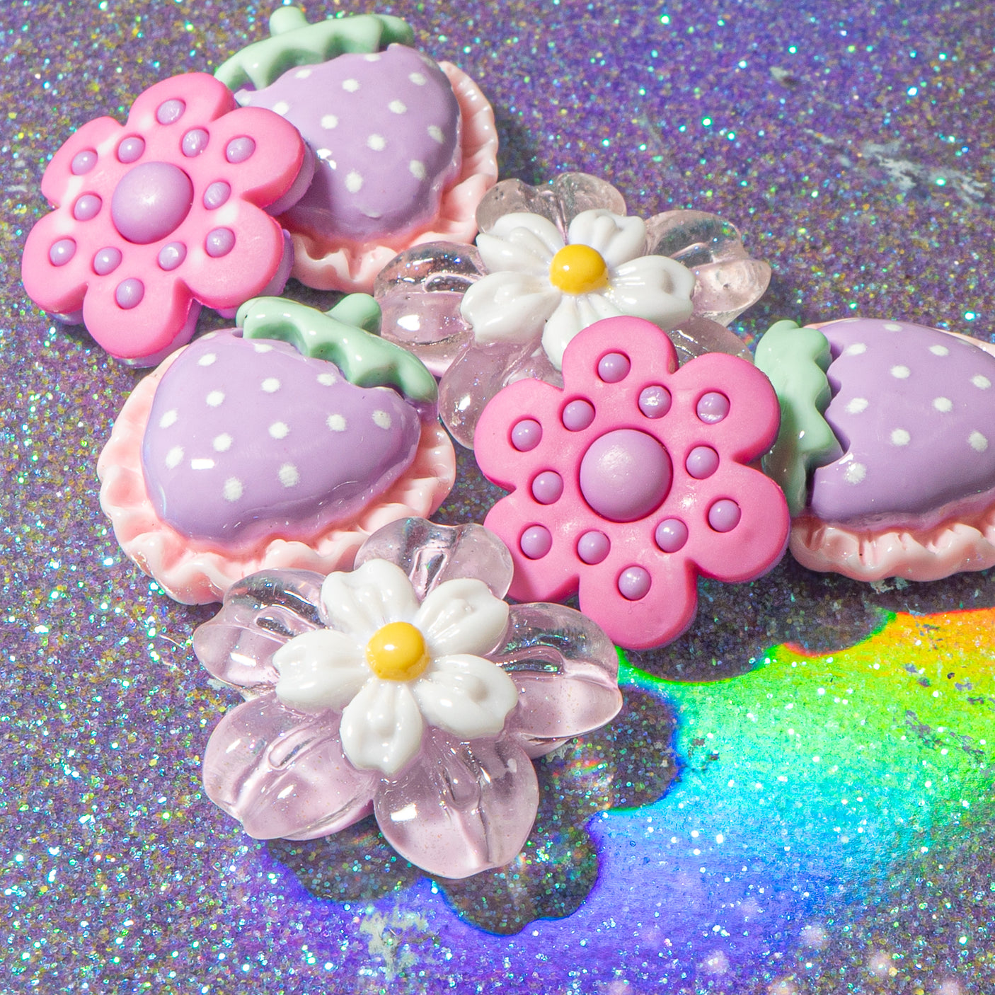 Strawberry Blooms in Purple Embellishment Mix