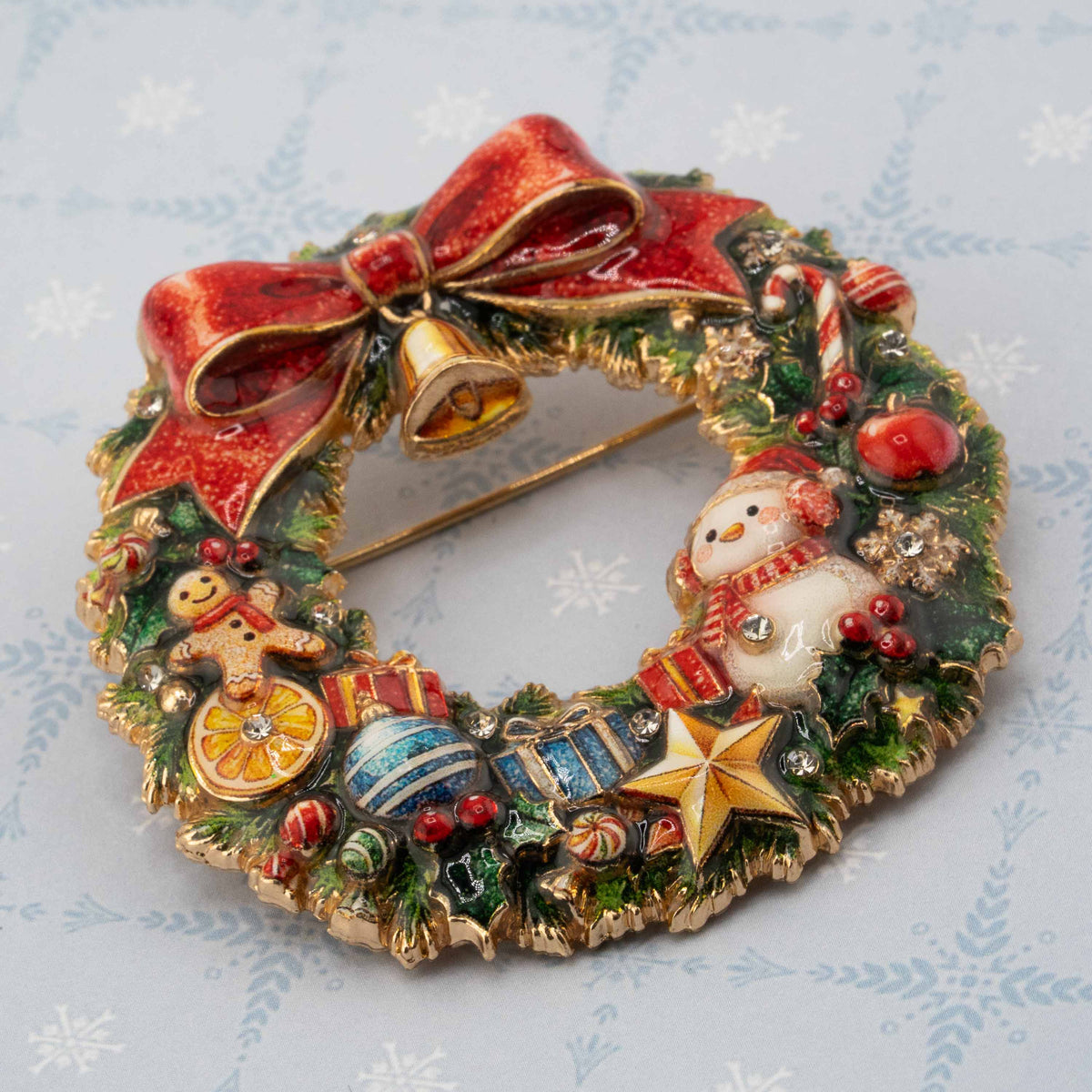 Christmas Wreath Holiday Charms Brooch