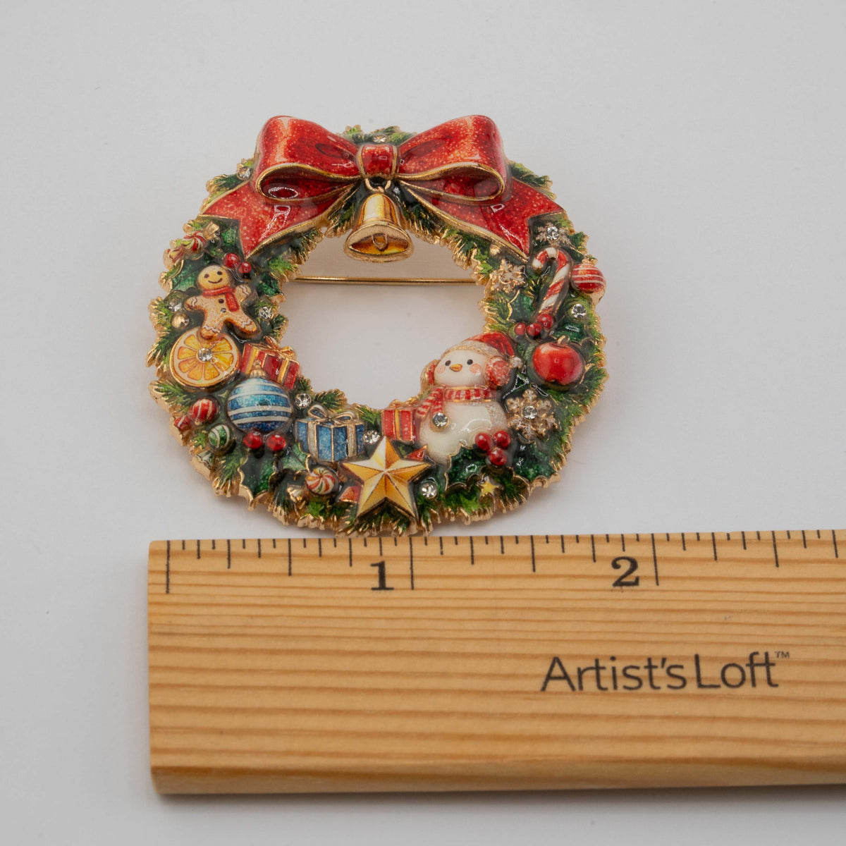 Christmas Wreath Holiday Charms Brooch